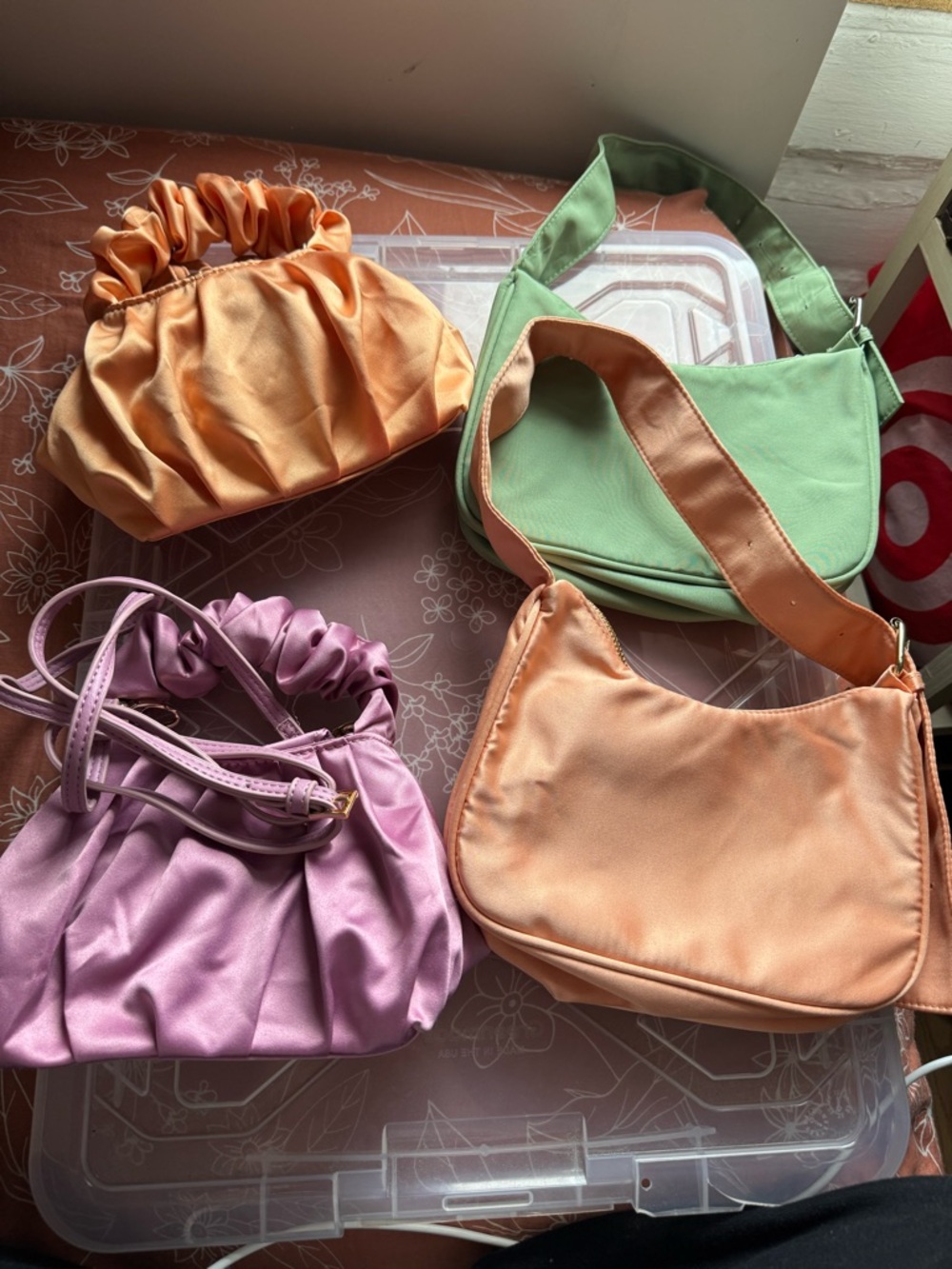 wild fable Satin-style Shoulder Bag Set in Peach, Mint, and Lilac